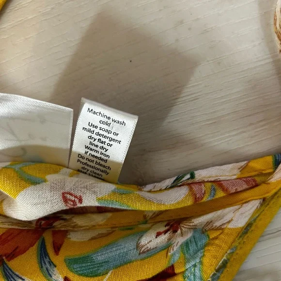 Goa Beachwear Japna Sz Large Tropical Floral Cover Up Dress Pom Pom Hem Yellow - Picture 8 of 12